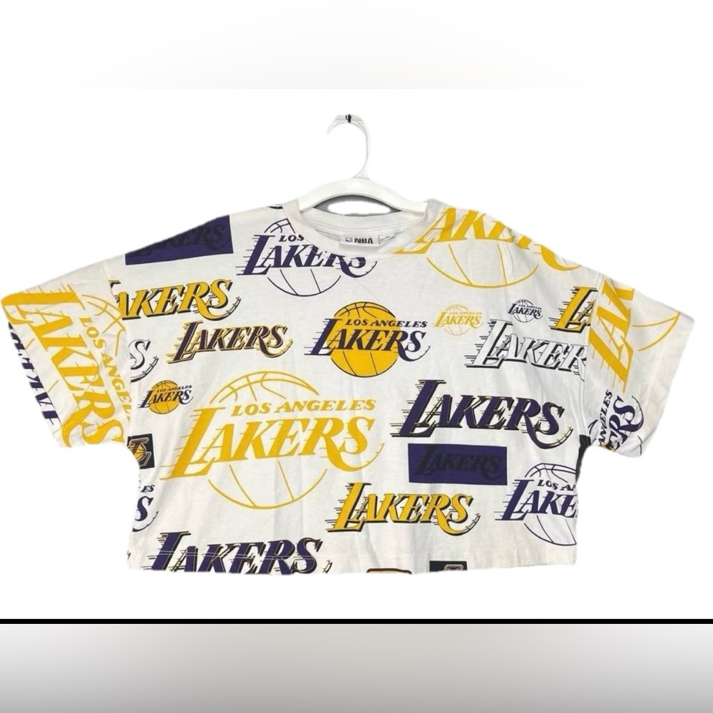 Women's Los Angeles Lakers NBA Basketball Sports Tee‎ Top Cropped  Shirt Medium